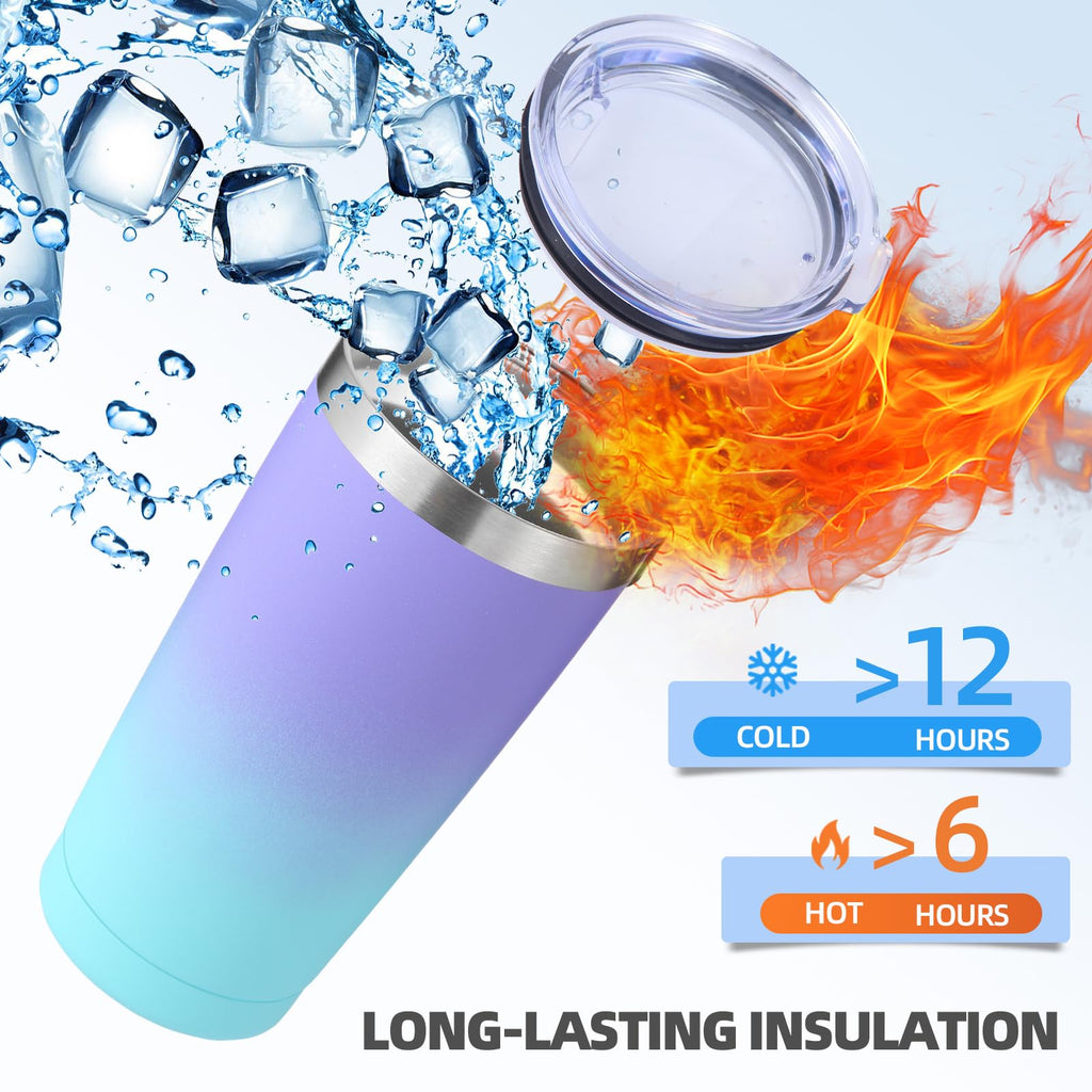 20oz Stainless Steel Insulated Tumbler with Lid and Straw 4 Pack A3535