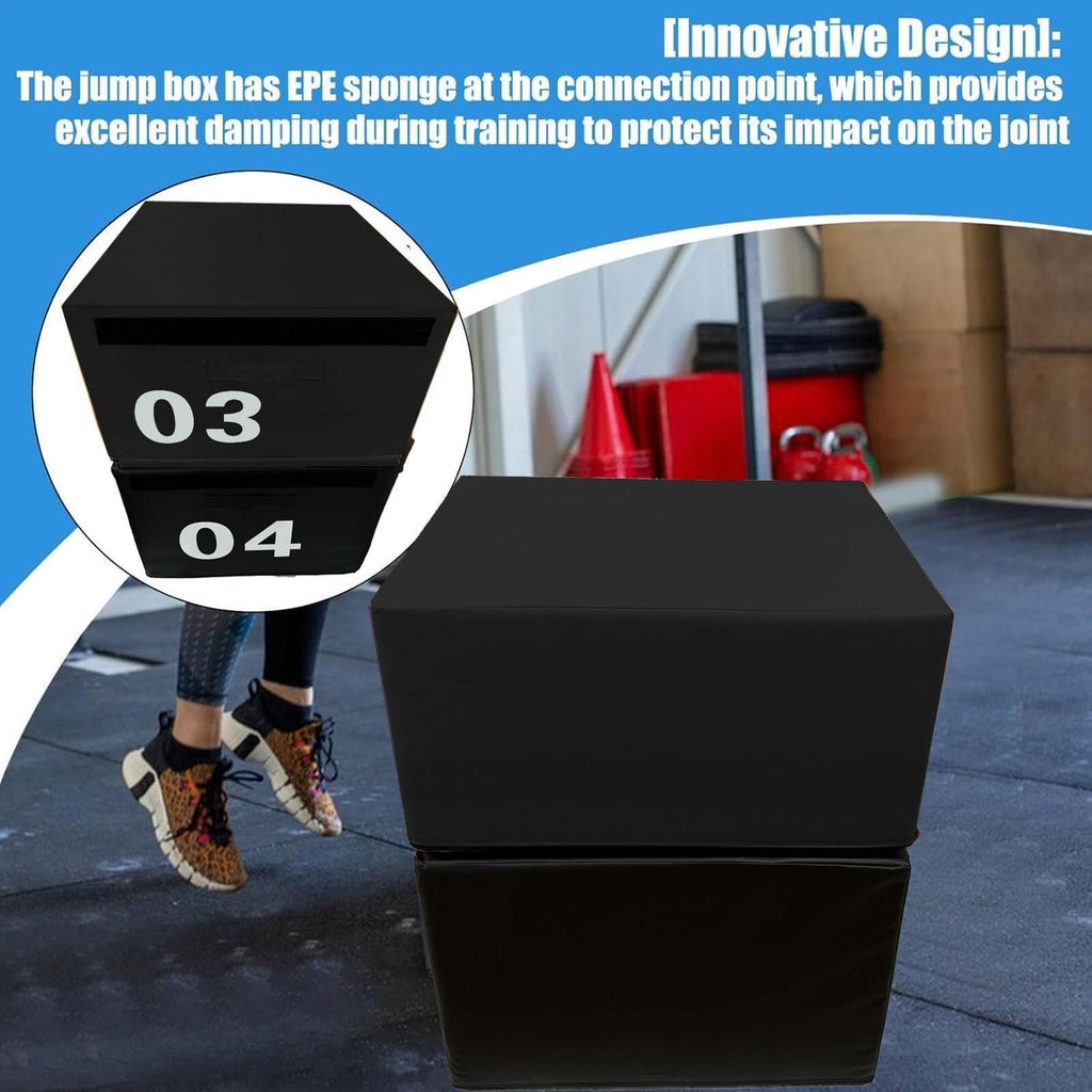4-in-1 Foam Jumping Exercise Box Non-slip PU Leather Cover O5217