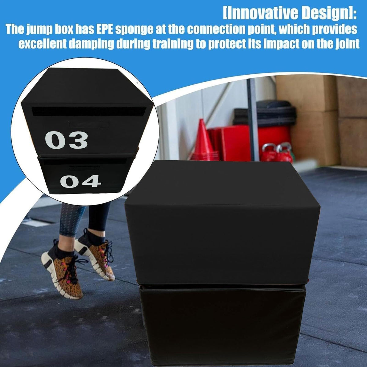 4-in-1 Foam Jumping Exercise Box Non-slip PU Leather Cover O5217