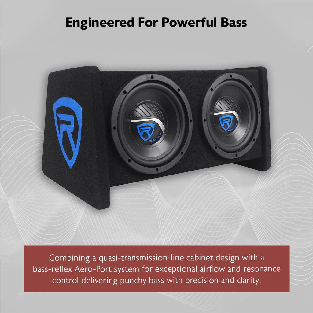 Dual 8" Car Subwoofer Enclosure with Mono Amp & Wiring Kit R53651