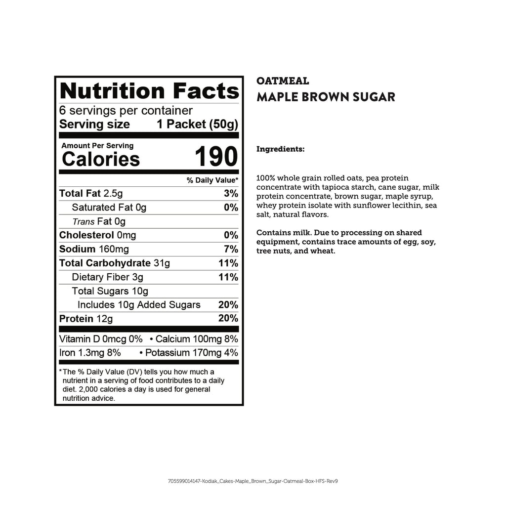 Maple Brown Sugar Instant Oatmeal Packets C4609