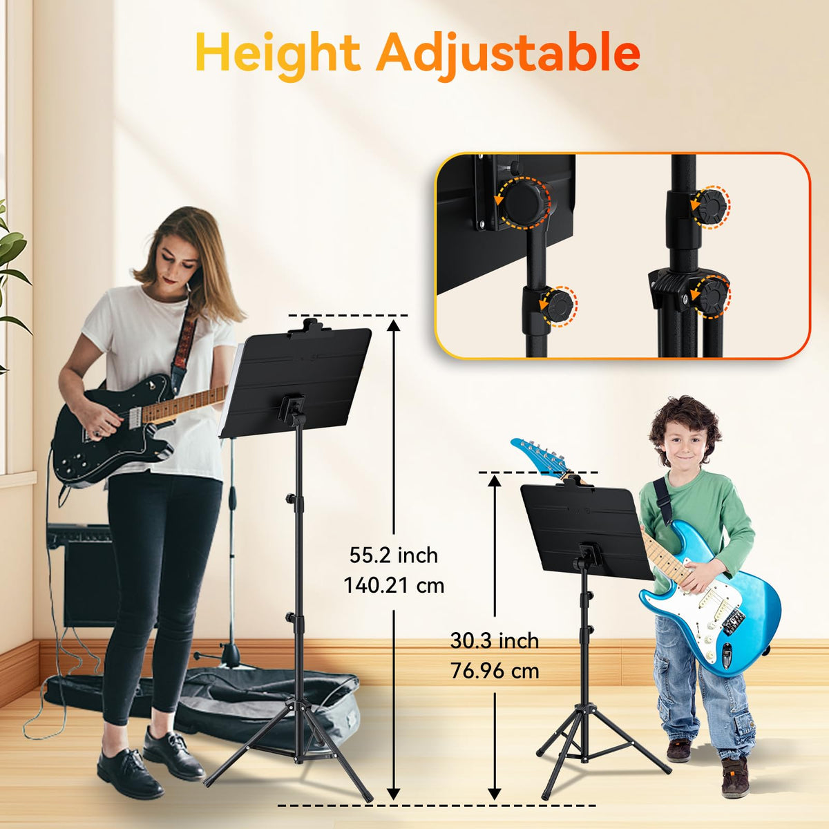Folding Sheet Music Stand & Desktop Book Stand with Carrying Bag A390