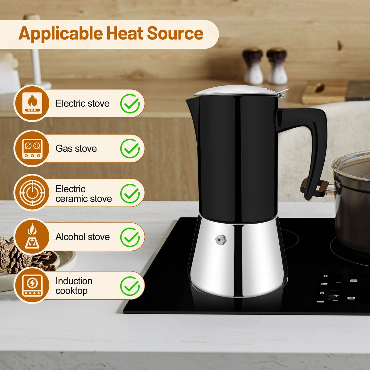 12 Cup Thickened 304 Stainless Steel Moka Pot W255