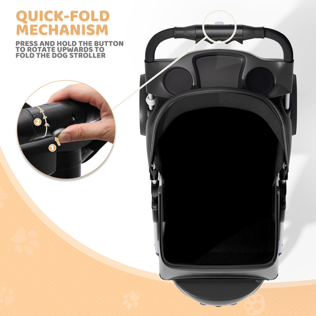 3-Wheel Pet Stroller for Small/Medium Dog Cat, Up to 33lbs, Black Z31051