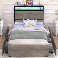 Twin Size Bed Frame with 4 Storage Drawers H5977