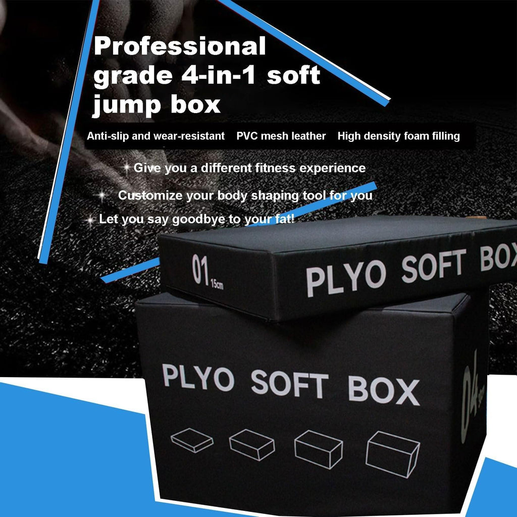 4-in-1 Foam Jumping Exercise Box Non-slip PU Leather Cover O5217