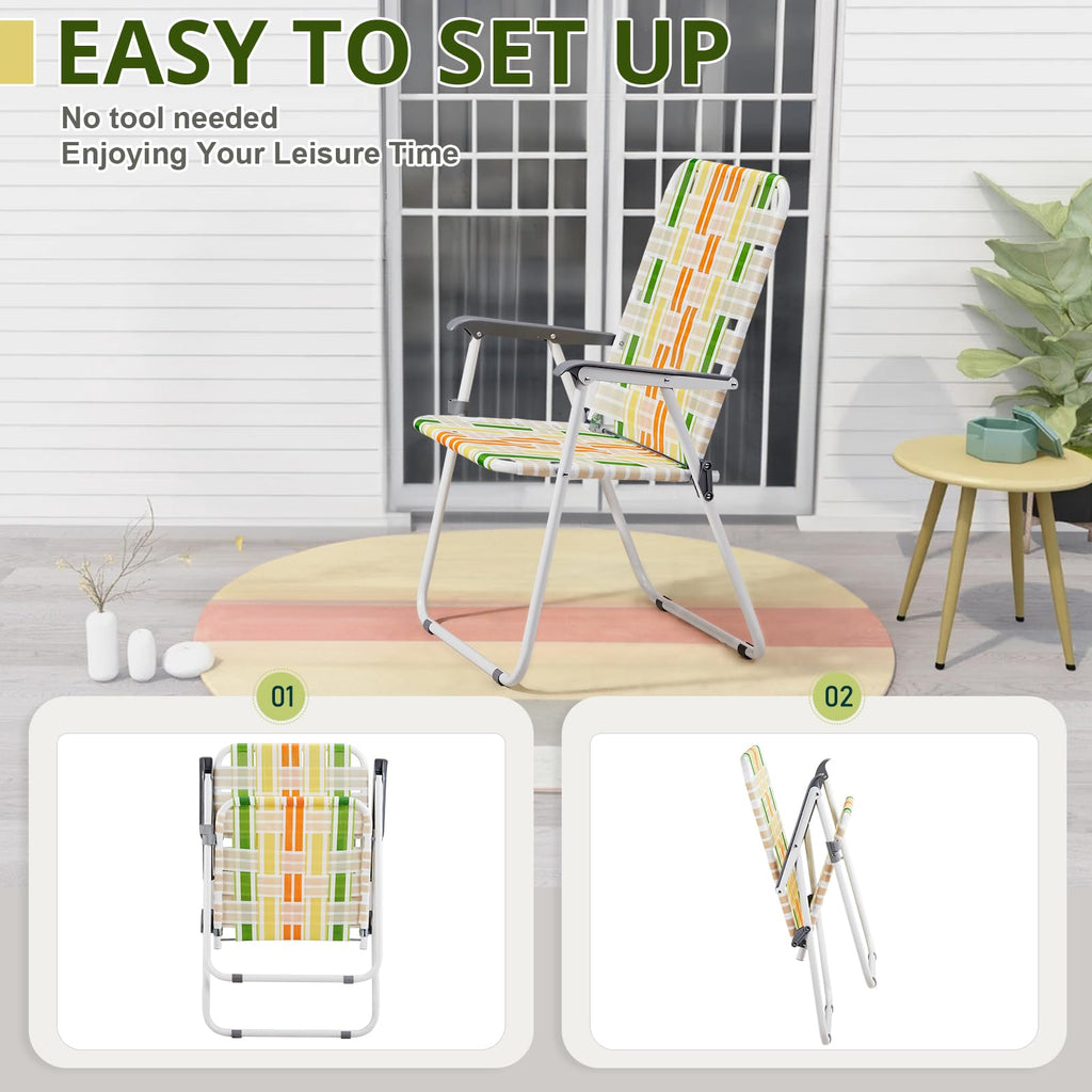 Yellow & Green Webbed Lawn Chairs Set of 2 C367613