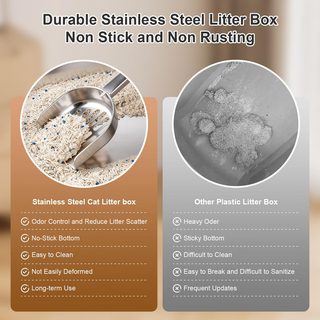X-Large High Sided Stainless Steel Cat Litter Box H34145