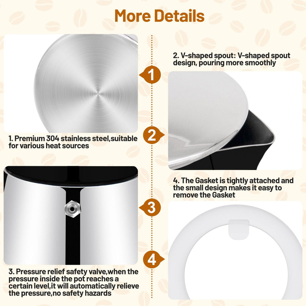 12 Cup Thickened 304 Stainless Steel Moka Pot W255