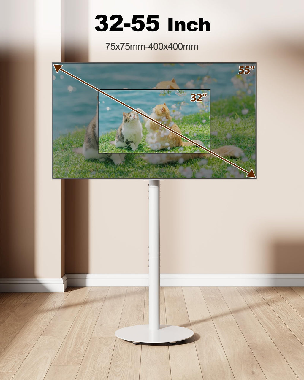 White Rolling TV Stand for 32-55 Inch TVs P356615