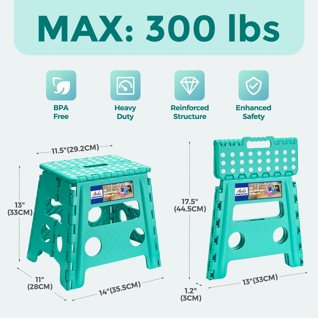 Teal 13 Inch Folding Step Stool X801