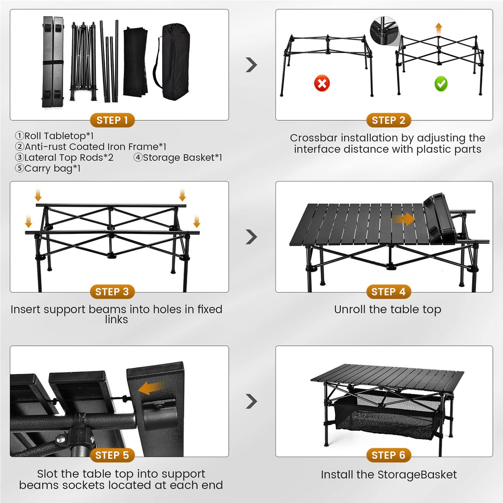 Lightweight Aluminum Folding Camping Table with Carrying Bag P2787