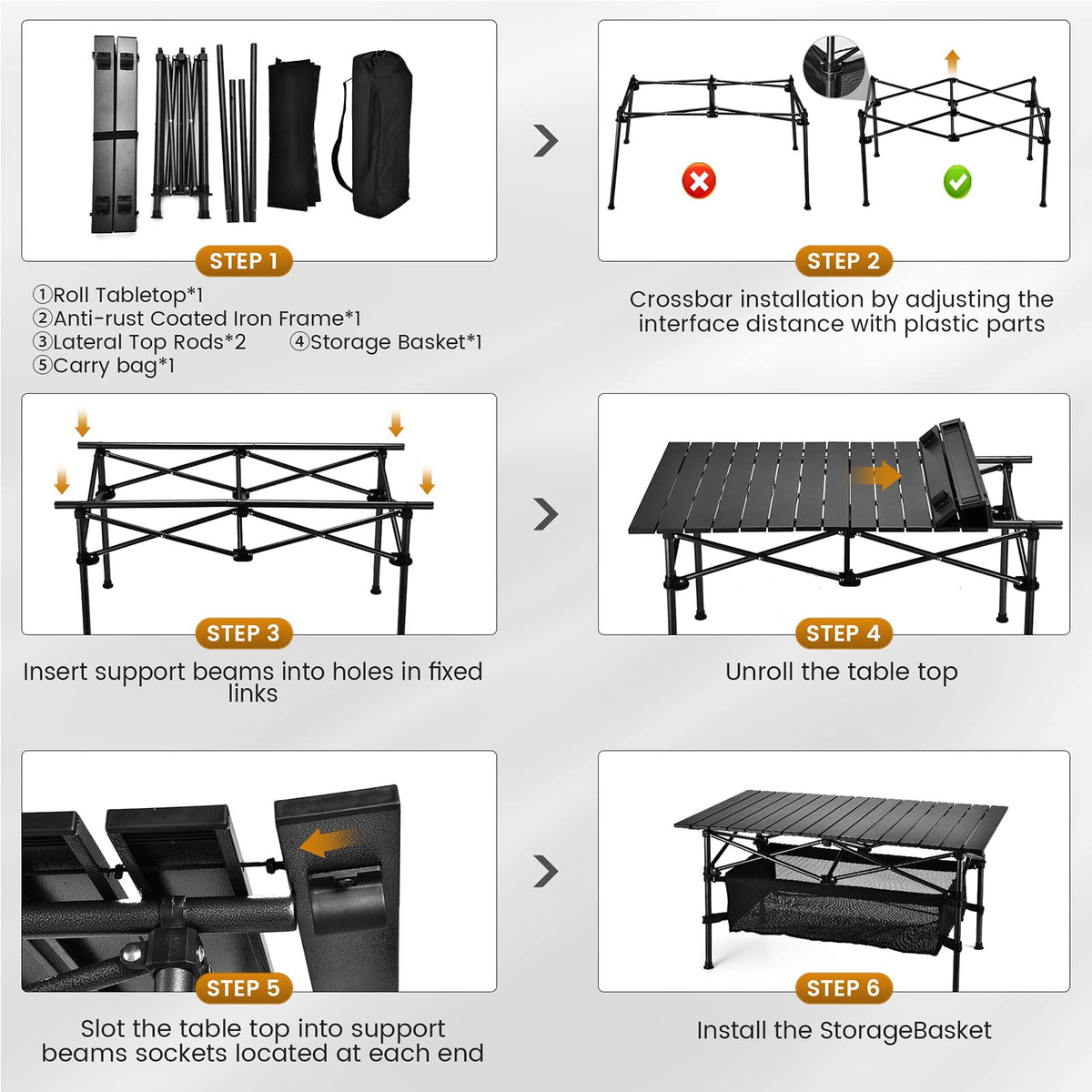 Lightweight Aluminum Folding Camping Table with Carrying Bag P2787