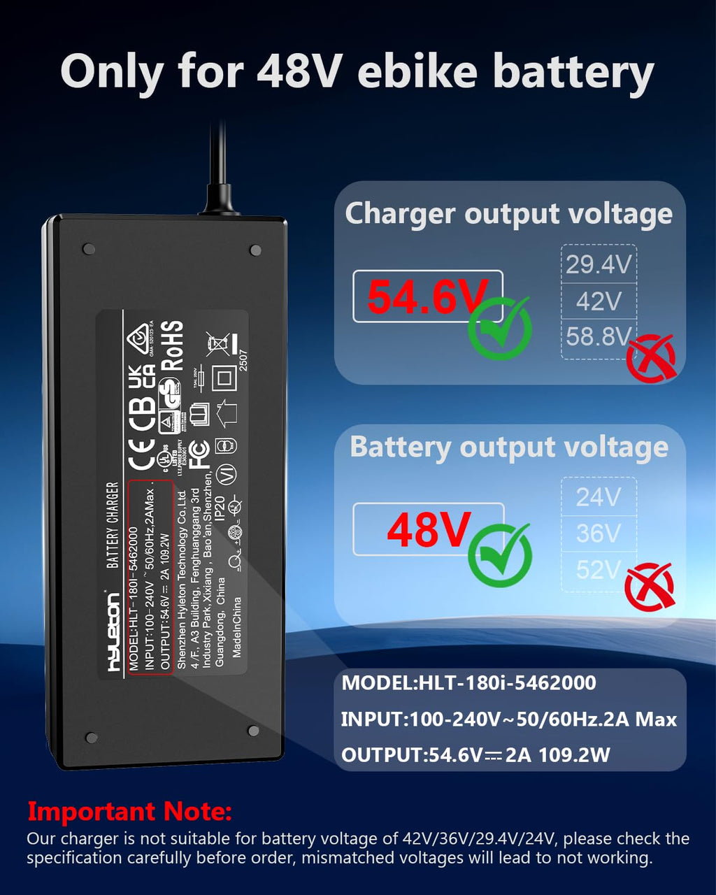 54.6V 2A Lithium Battery Charger V576439