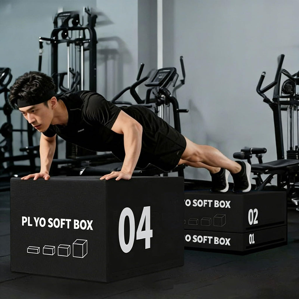4-in-1 Foam Jumping Exercise Box Non-slip PU Leather Cover O5217