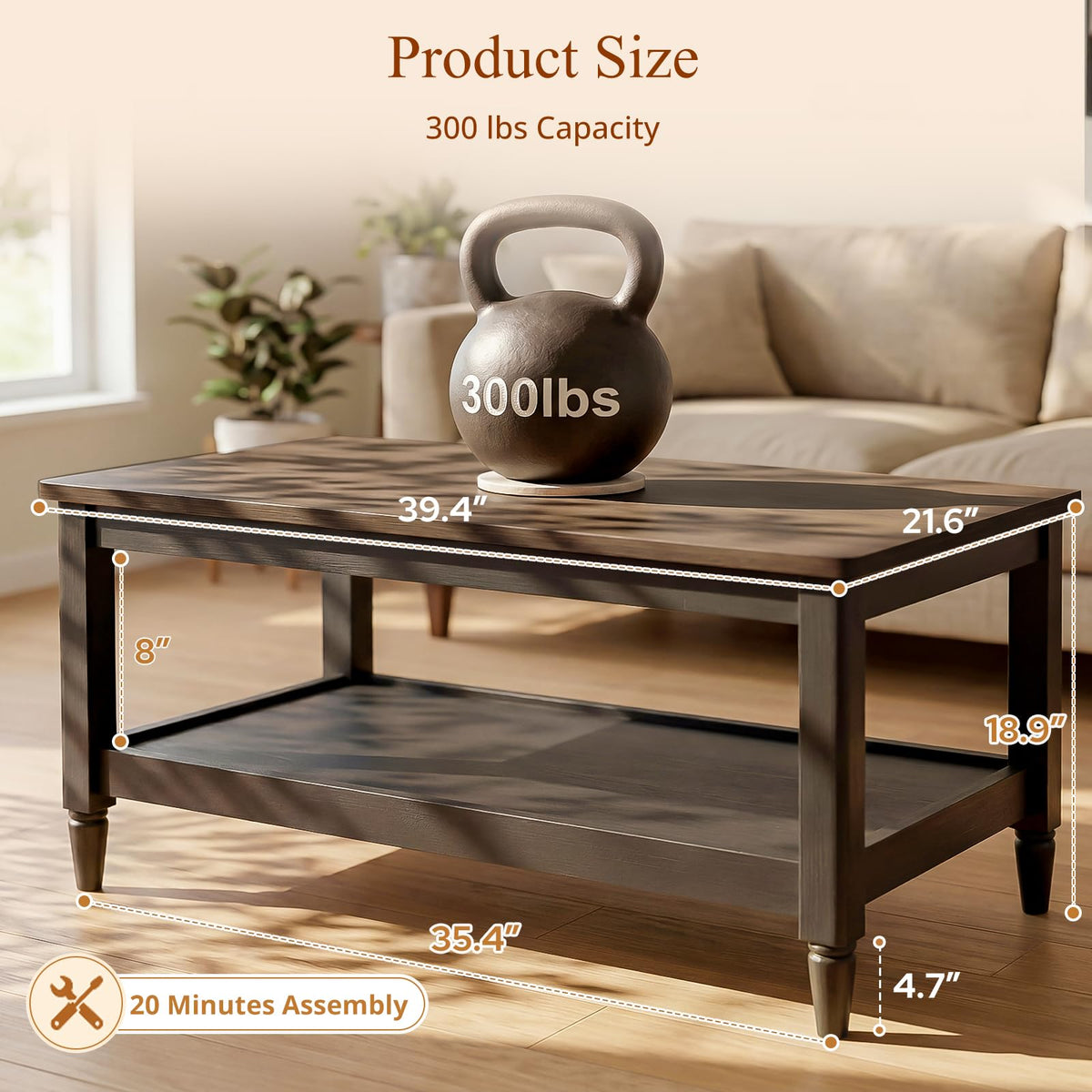 40" Black Coffee Table B968