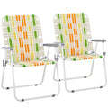 Yellow & Green Webbed Lawn Chairs Set of 2 C367613