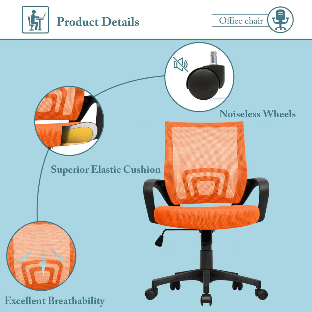 Orange Mesh Ergonomic Office Chair Q84048