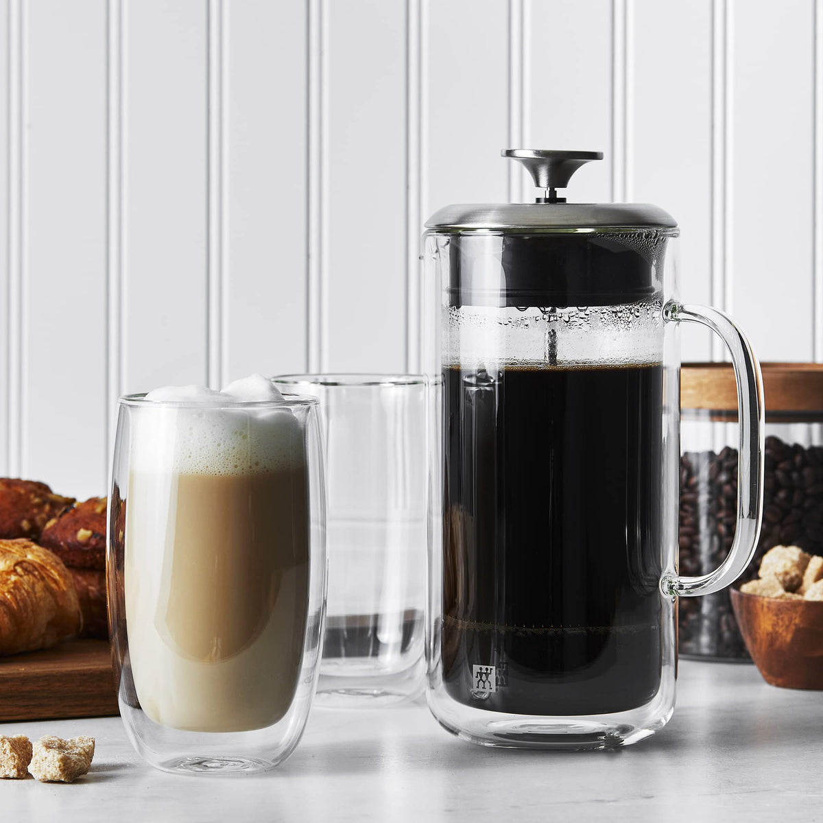 Double Wall French Press and Latte Glass P2789