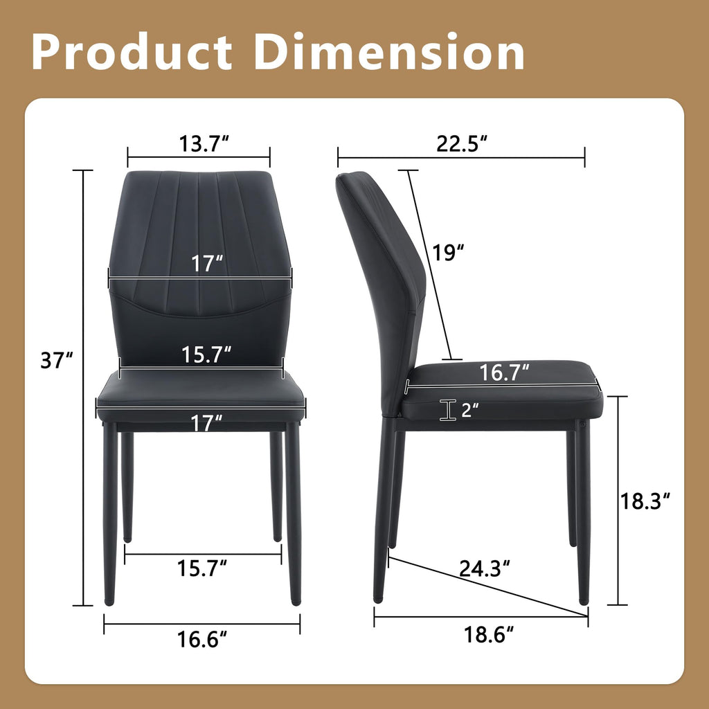Black PU Leather Dining Chairs Set of 4 B7154