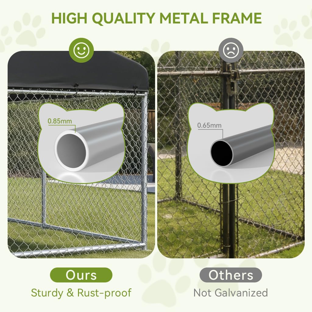 10x10FT Heavy Duty Outdoor Dog Kennel with Roof J374020