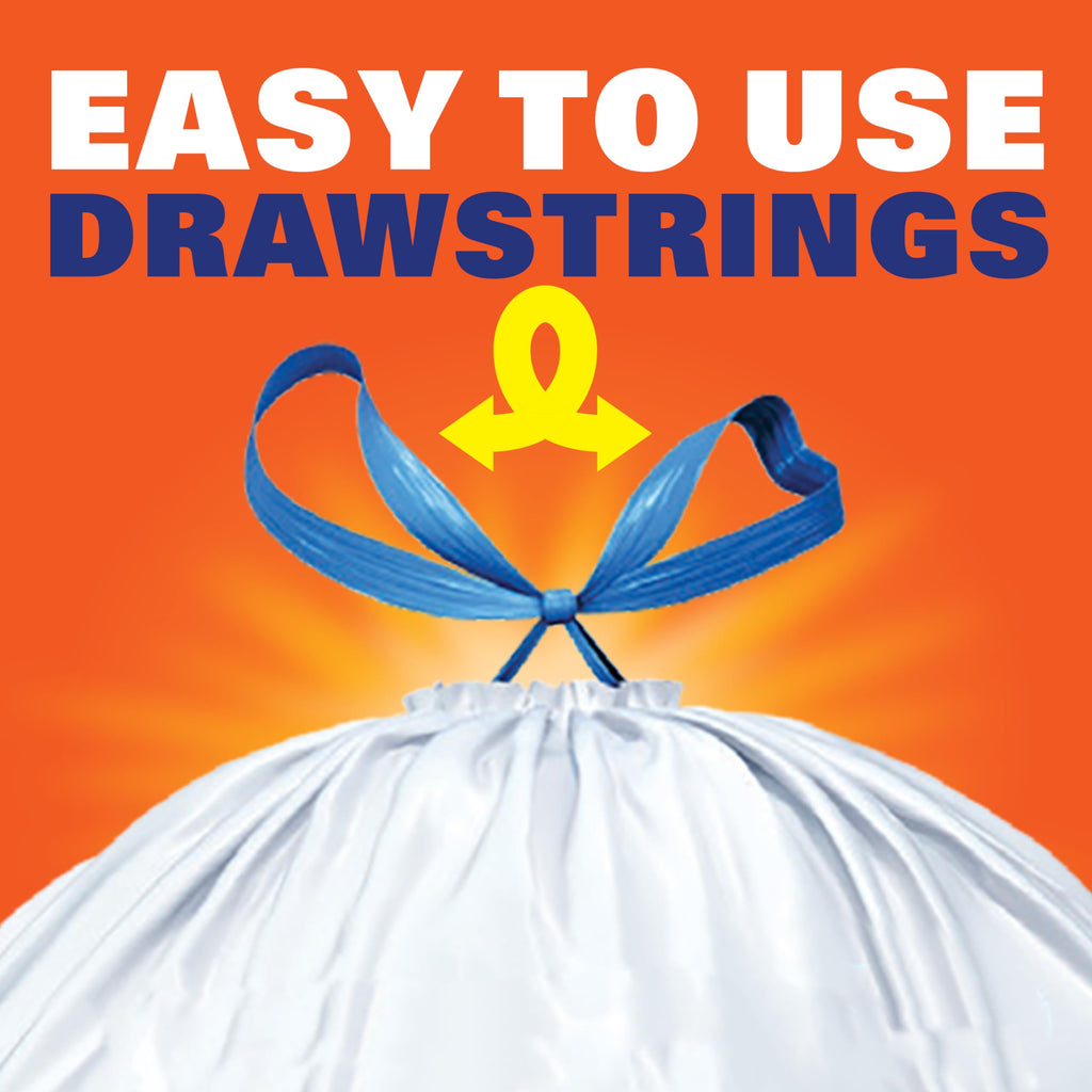 13G Tall Kitchen Trash Bags, White, Unscented, 90ct H485835