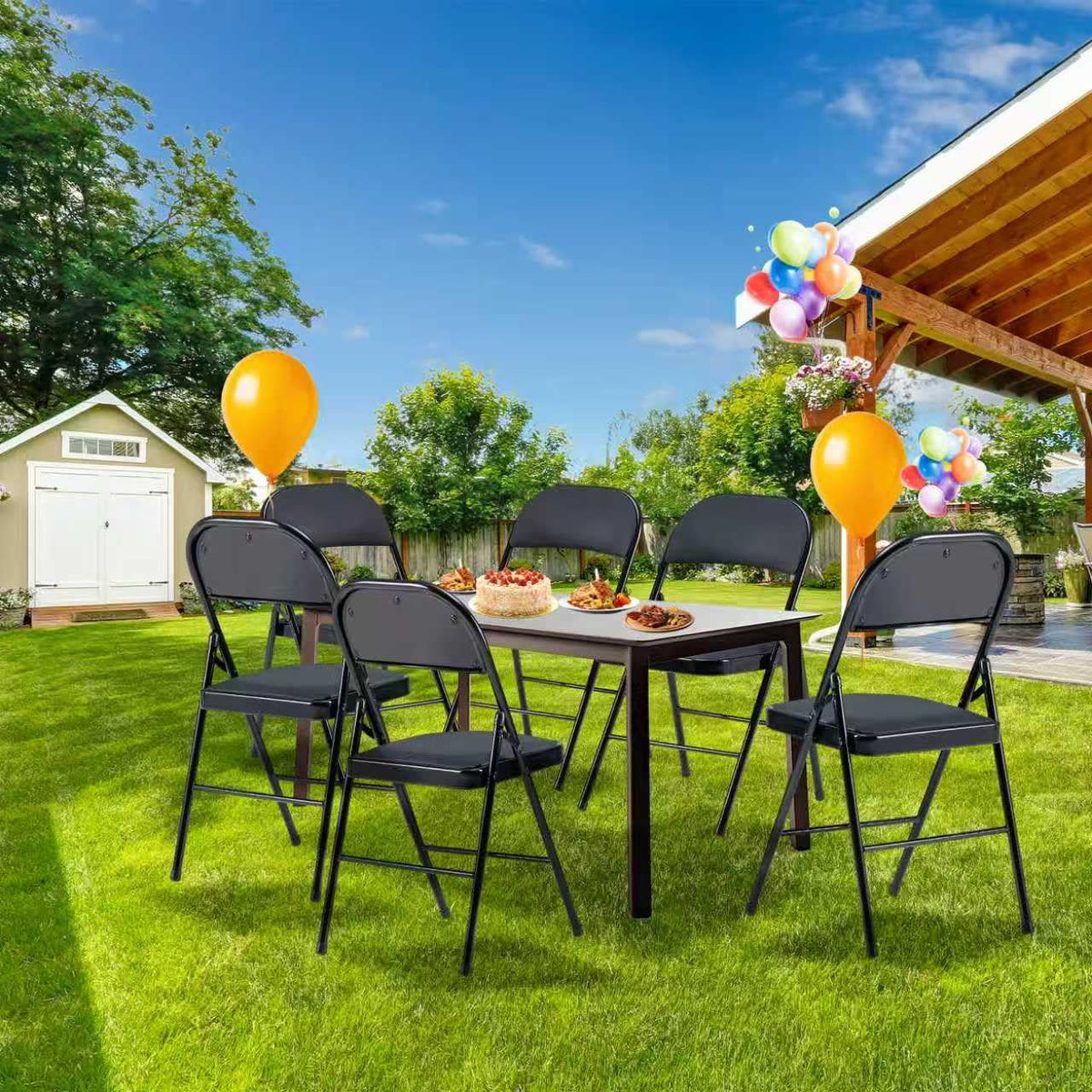 10 Pack Folding Chairs with Cushion D398146