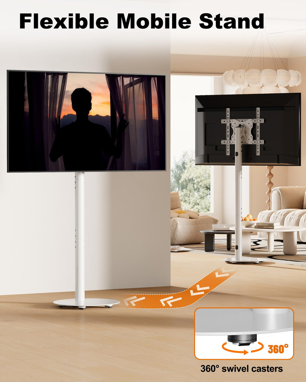 White Rolling TV Stand for 32-55 Inch TVs P356615