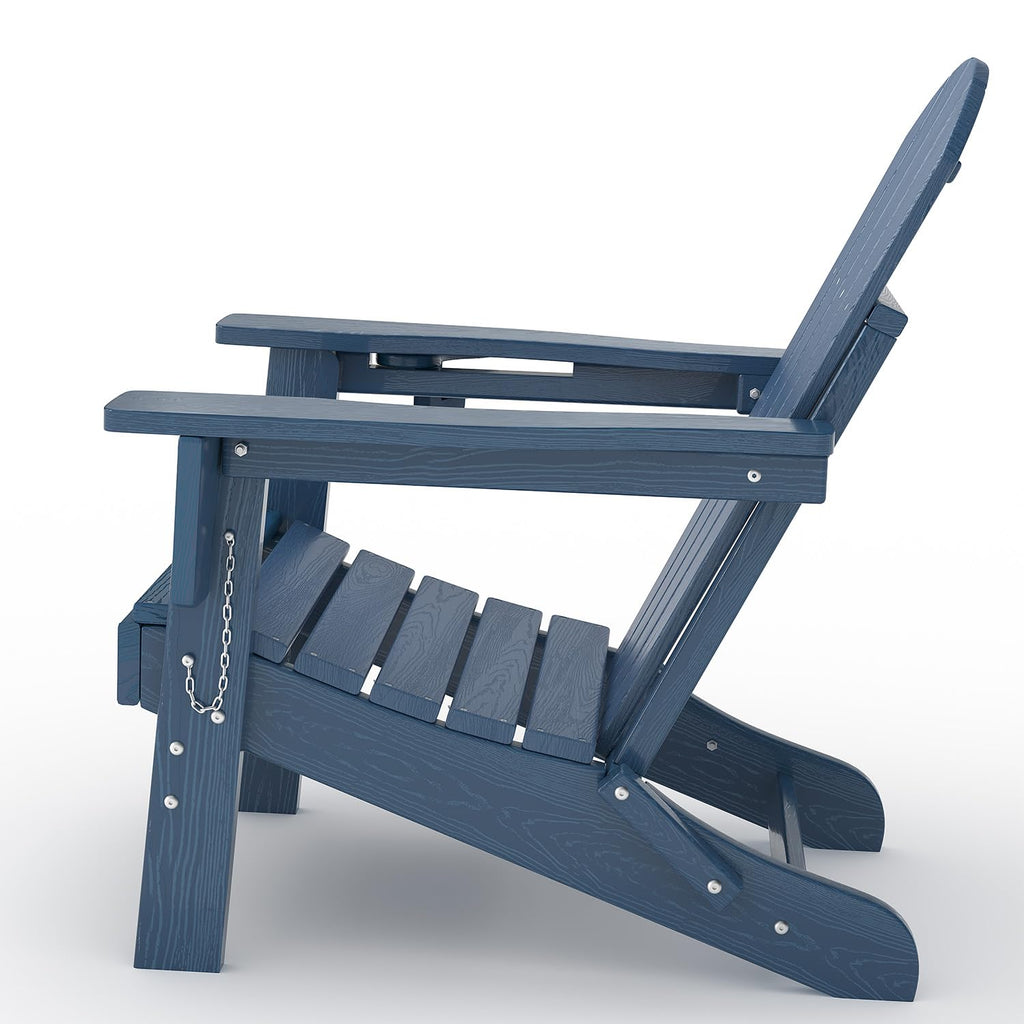 Navy Blue HDPE Folding Adirondack Chair Set of 6 with Cup Holder S86284