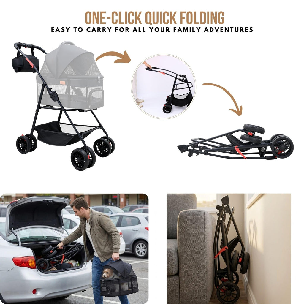 3 in 1 Pet Stroller with Detachable Carrier W545711