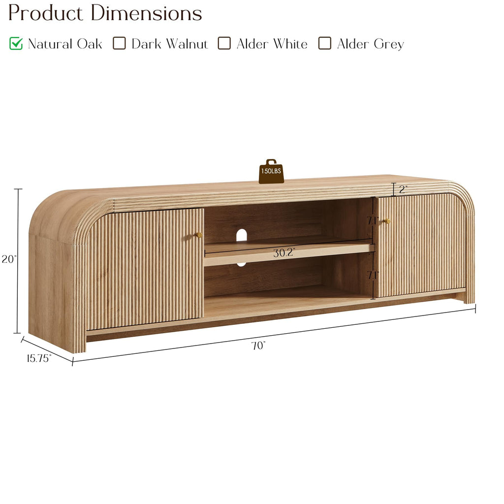 70" Fluted TV Stand with Storage A474989