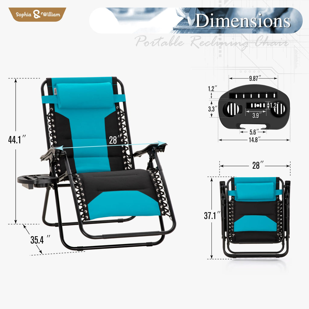 Aqua Padded Zero Gravity Chair Set of 2 Z732