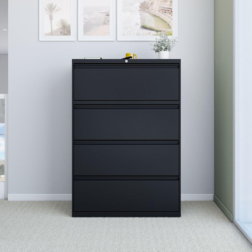 4 Drawer Black Lateral File Cabinet X2438