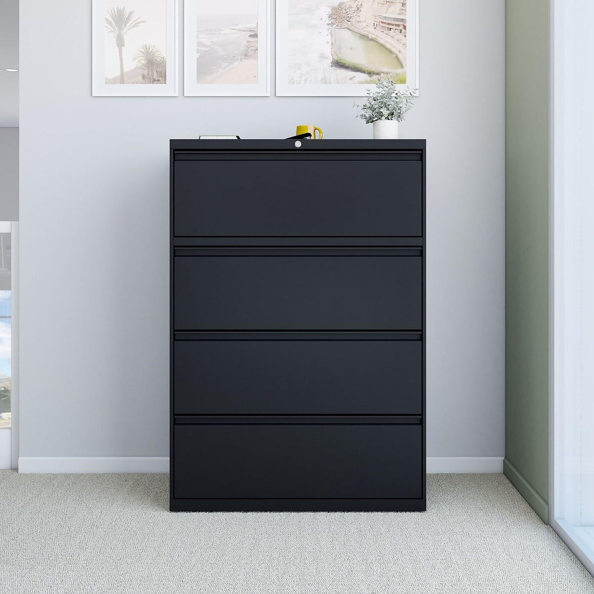 4 Drawer Black Lateral File Cabinet X2438