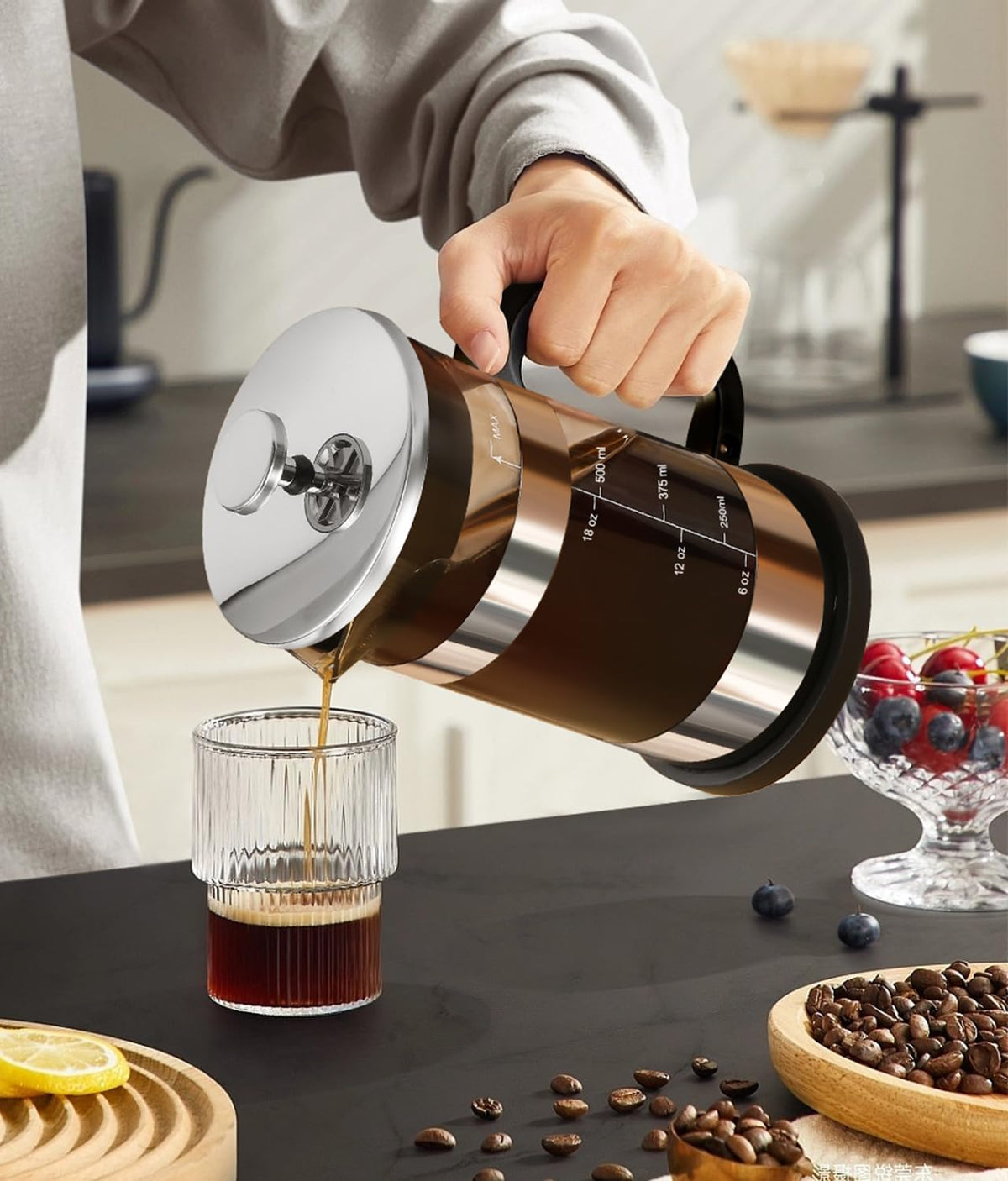 French Press Coffee Maker 21 oz Borosilicate Glass F8806