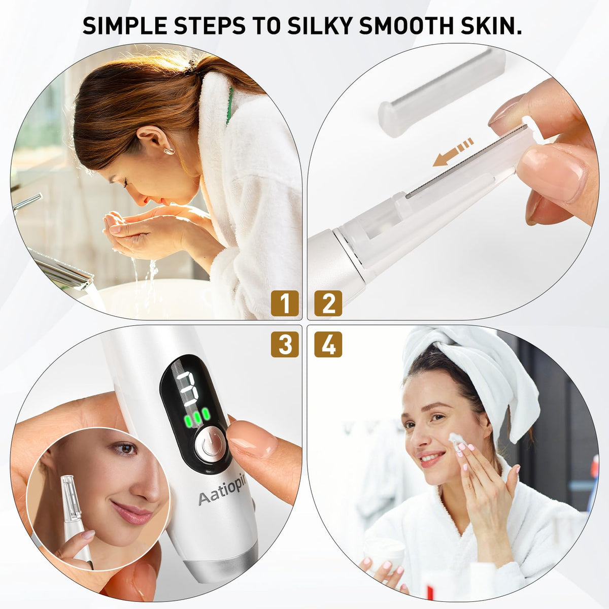 3 Speeds LED Electric Dermaplaning Tool with 12 Replaceable Blades T233
