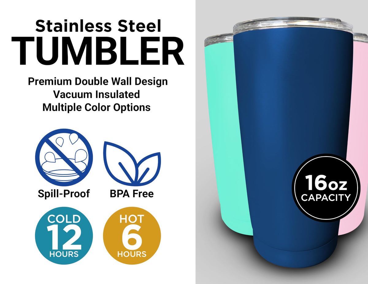 16 oz Insulated Stainless Steel Tumblers 2 Pack Black V20770