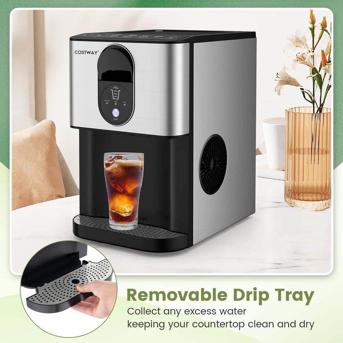 Self Dispensing Nugget Ice Maker Countertop 56Lbs/24H C337741