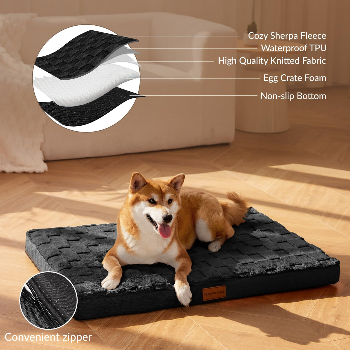 Large Washable Dog Bed 36''X24'' Black A51065