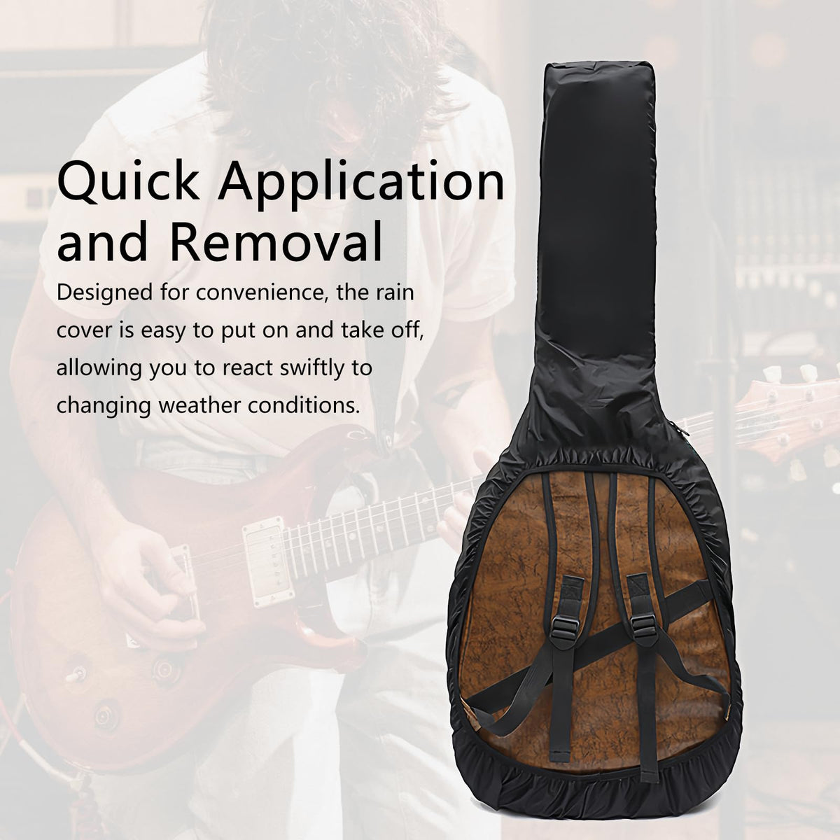 Black Waterproof Electric Guitar Bag Rain Cover G27009