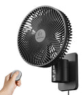 8 Inch Wall Mounted Fan with Remote Control, 4 Speeds, Black Q1754