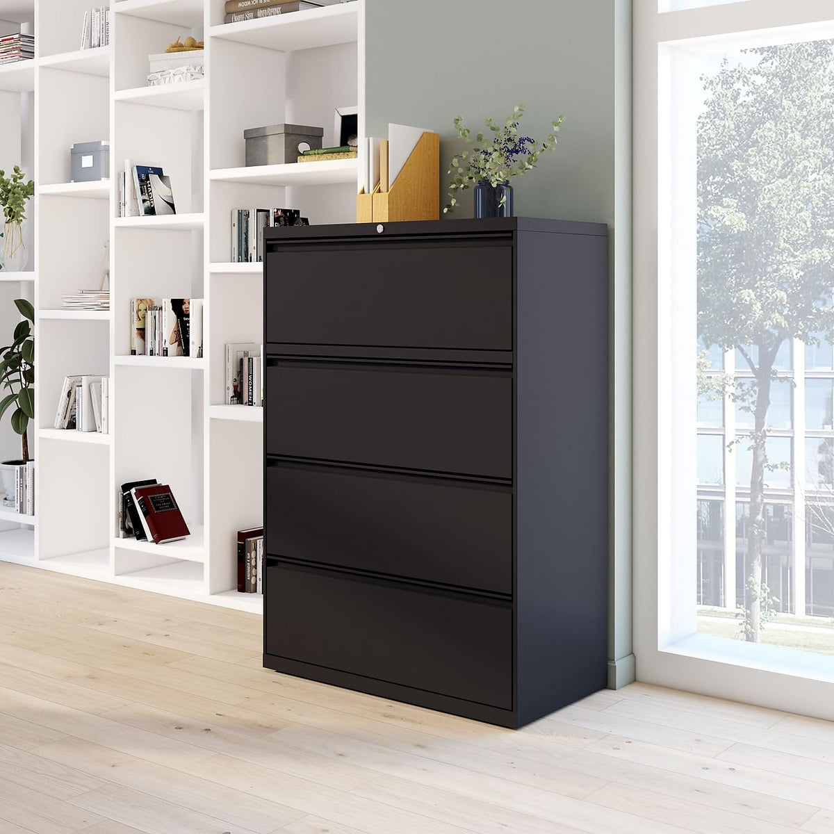 4 Drawer Black Lateral File Cabinet X2438