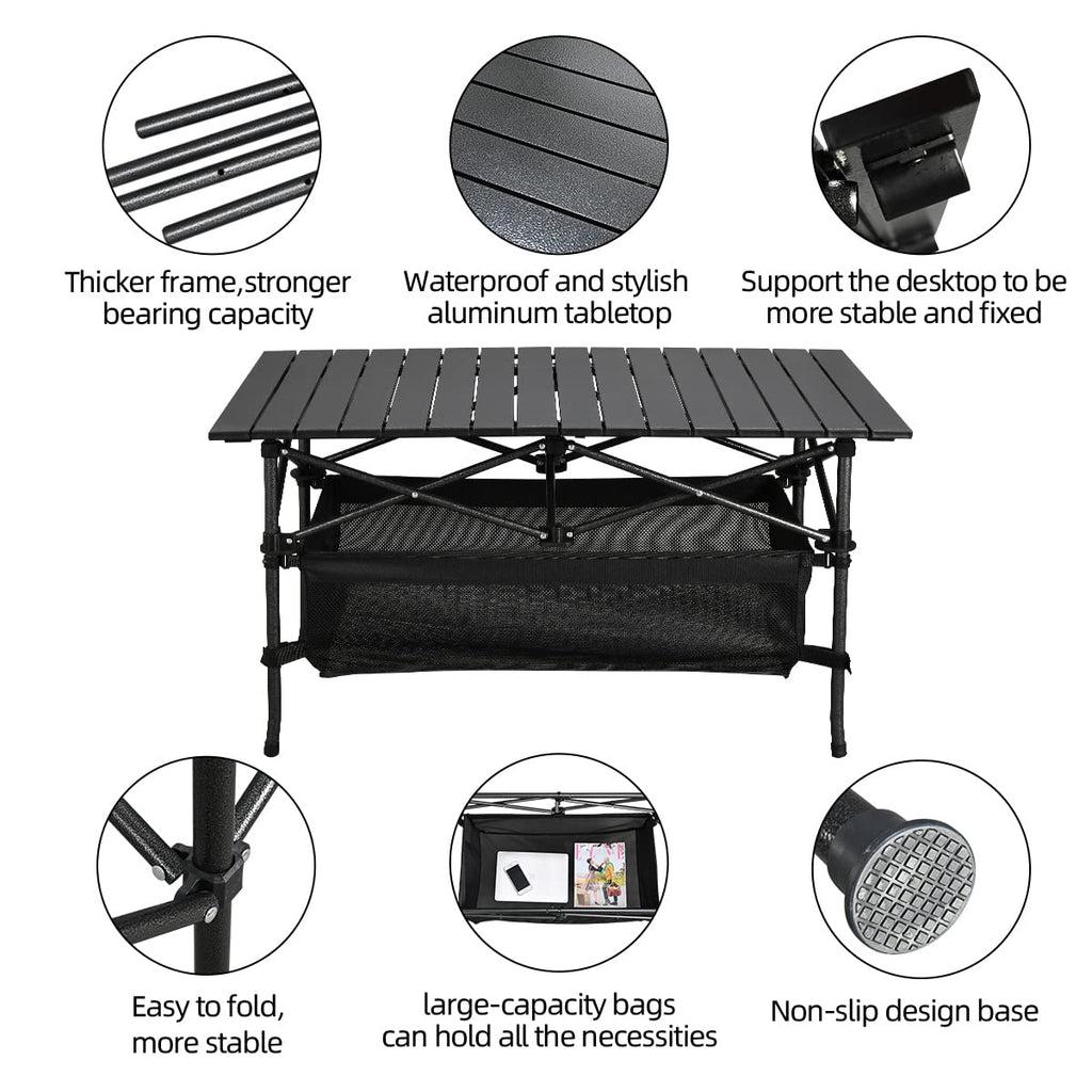 Lightweight Aluminum Folding Camping Table with Carrying Bag P2787