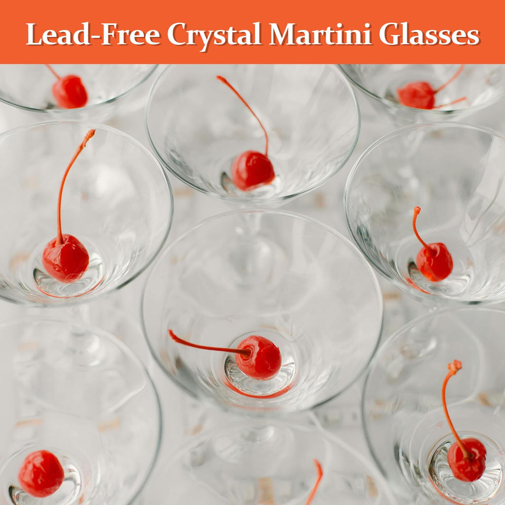 9 oz Handmade Crystal Martini Glasses Set of 4 A717382