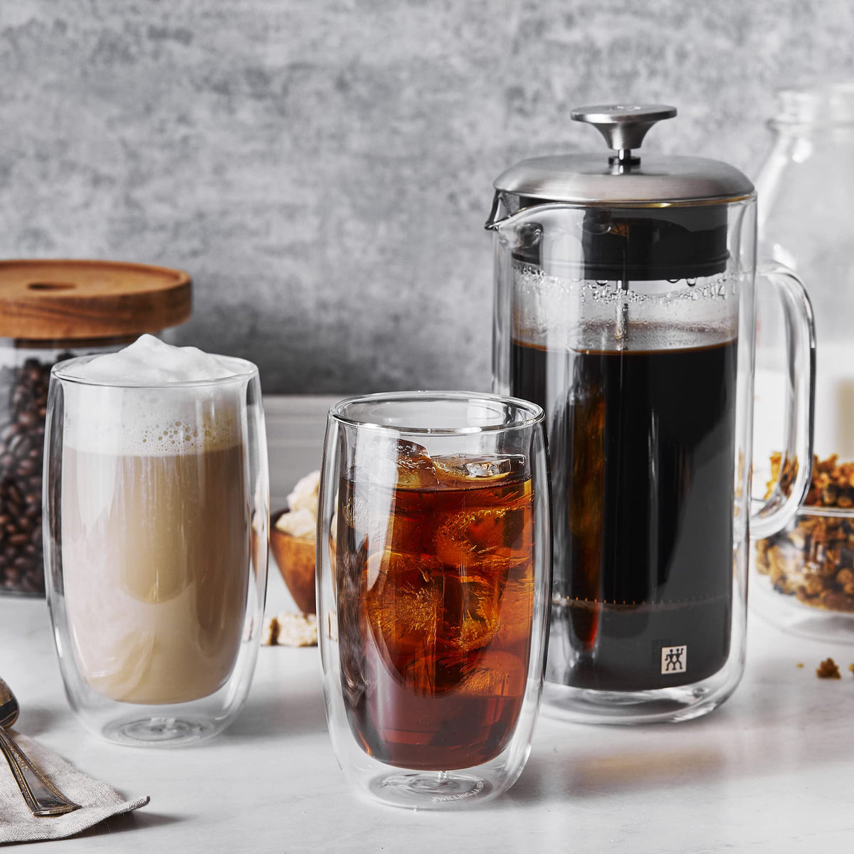 Double Wall French Press and Latte Glass P2789