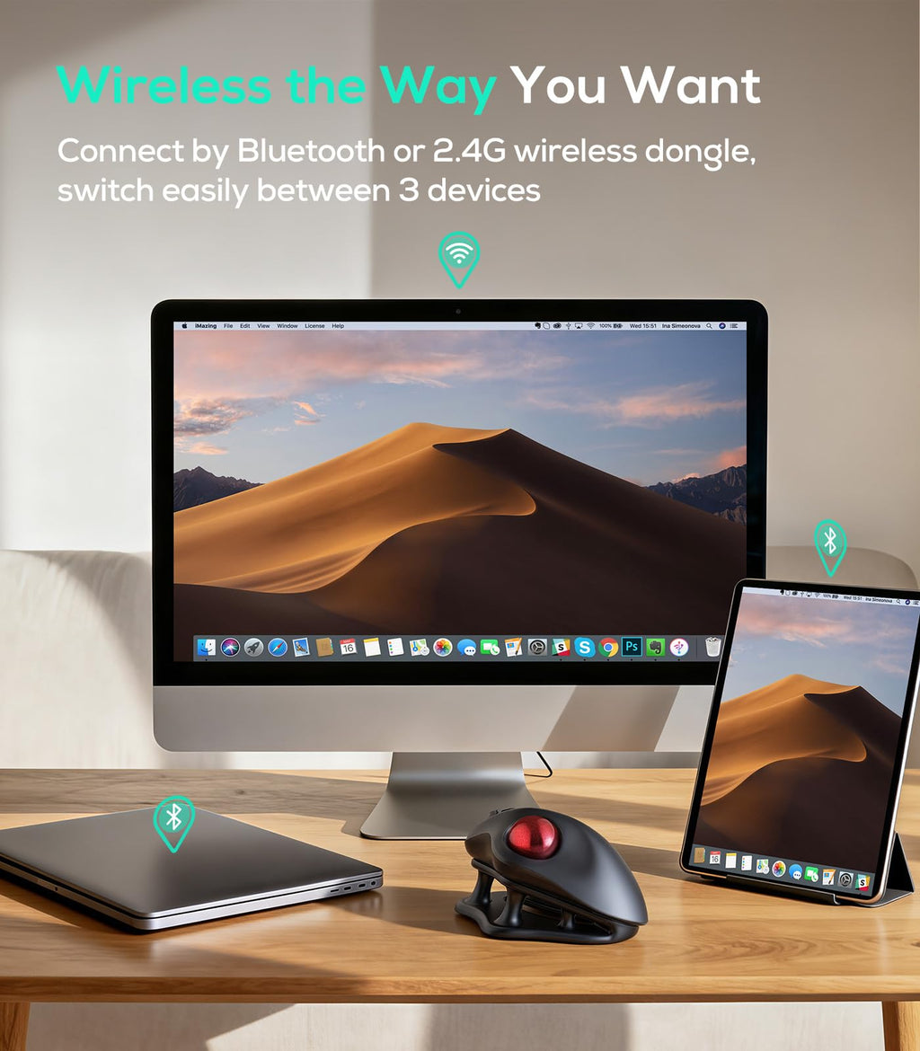 Wireless Ergonomic Trackball Mouse B14393
