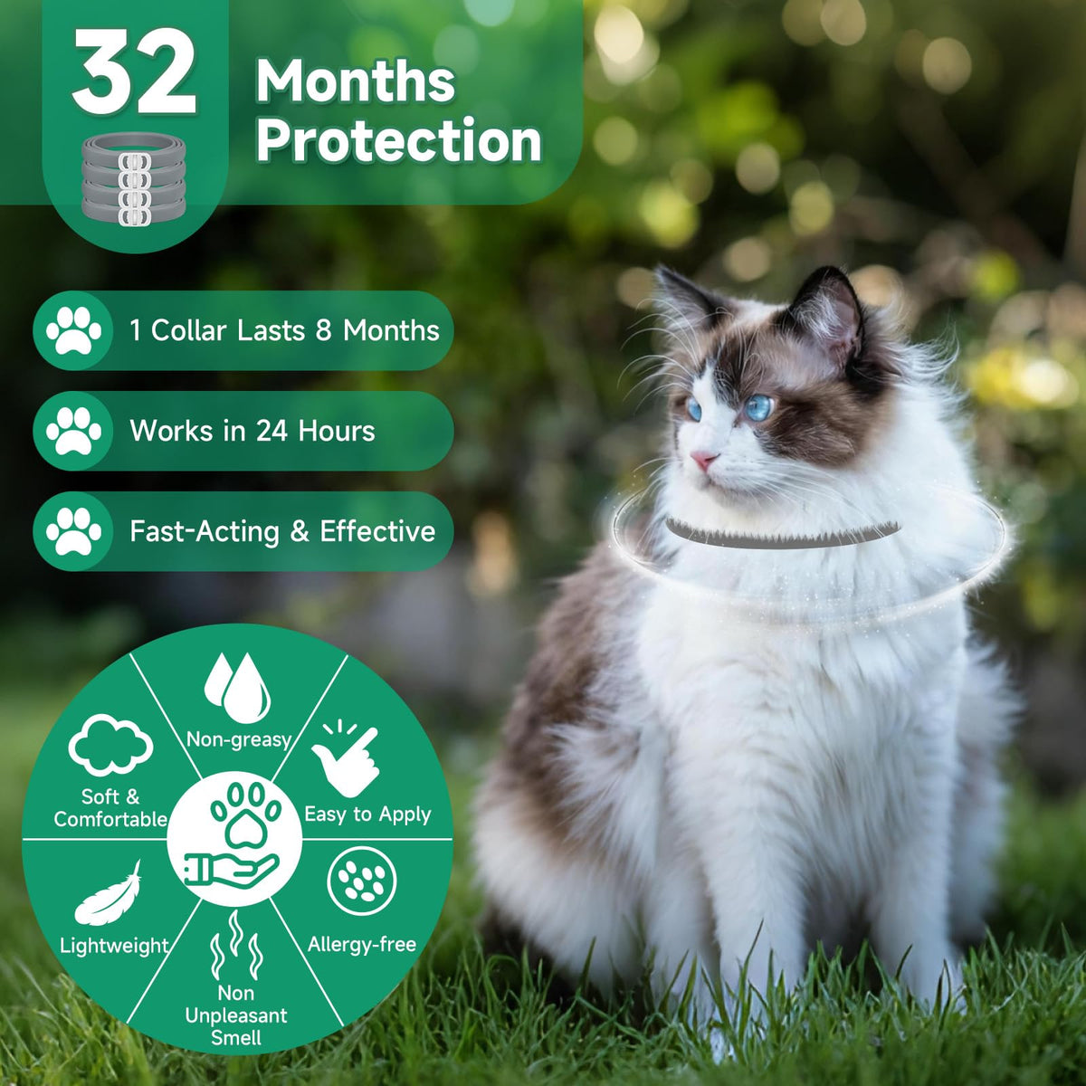 Grey 4-Pack Cat Flea and Tick Collar W662107