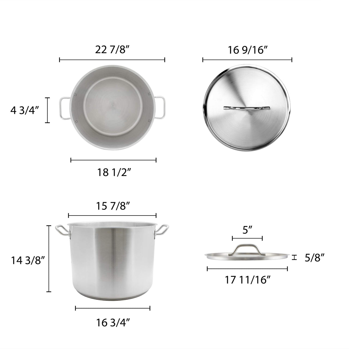 60 quart 18/8 Steel stock pot with lid L9276