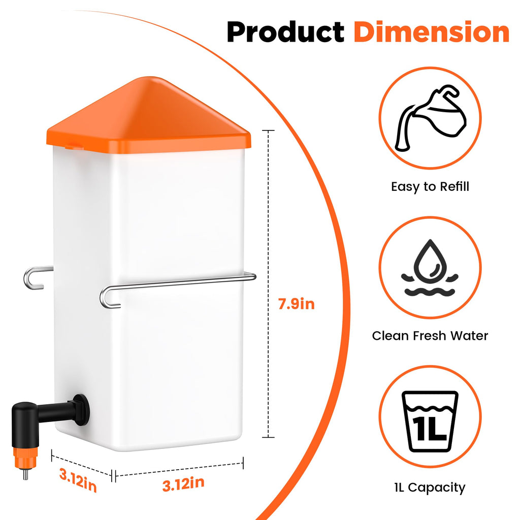 1L Baby Chick Waterer with Nipple Drinker and Anti-Roost Cone F404
