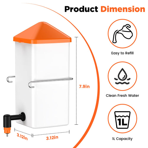 1L Baby Chick Waterer with Nipple Drinker and Anti-Roost Cone F404